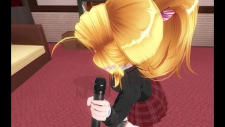 Cute schoolgirl sings for you