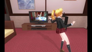 Cute schoolgirl sings for you
