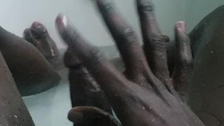 Young black Twink jerk off in Bath