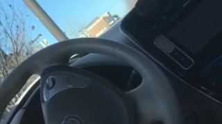 Masturbating in parking lot of mall. Hung white cock precum