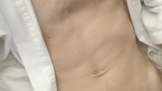 twink with big uncut cock cum all over himself