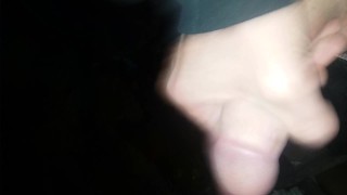 Quickie masturbating outside high. Squirt cum outside at night.