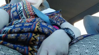 playing in the car going down the highway