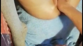 My skinny Girlfriend get fisted on the sofa with big pussy gape