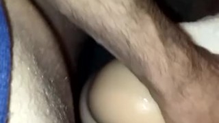BIG WHITE DICK FUCKS HIS TOY DEEP COCK RING