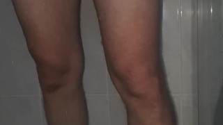 Solo male masturbation and cumshot in shower