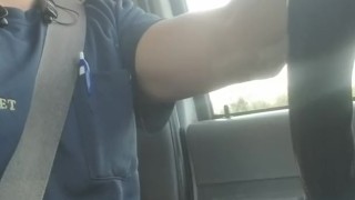 Awesome cumshot while driving to work