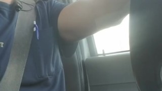Awesome cumshot while driving to work
