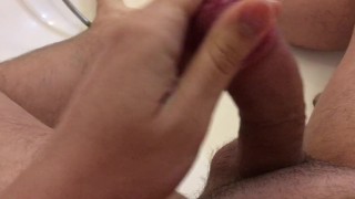 Shower Wank with Moans and a lot of Cum after 1 hour of Edging