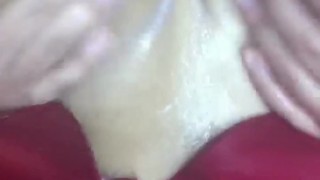 teen plays with boobies with her pussy juice