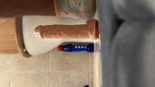 Young Black Bottom Stretches and Fucks Ass With 8 Inch Dildo