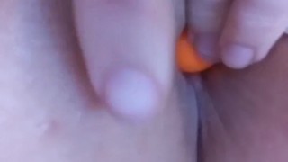 Anal beads pushed in and pulled out