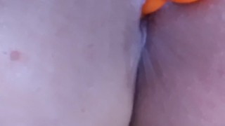 Anal beads pushed in and pulled out