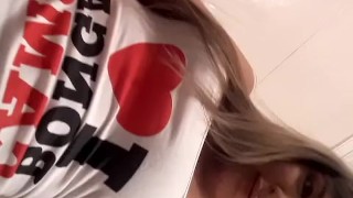 Kymgomez make her pussy hot and wet in the hotel's bathroom