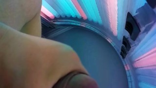 Czech boy masturbate on in solarium