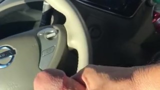 Jerking off in public in my car. Hung white cock