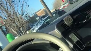 Jerking off in public in my car. Hung white cock