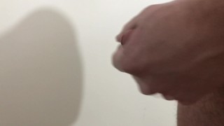 Jerking off with cheap flashlight and creampie