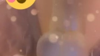 Deep throating dildo before masturbating in public bathroom