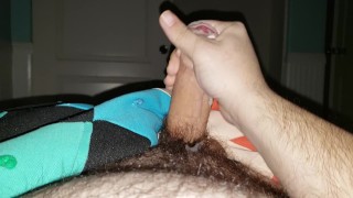 Jerking my thick uncut cock until I cum