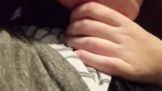 Pink haired teen gives blowjob