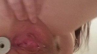 Buttplug and pussy rubbing till she cums hard