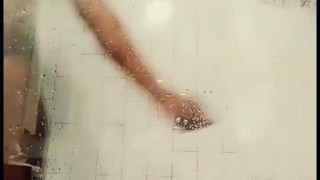 Twerking in bottom out one-piece and shower twerk double