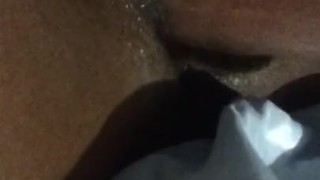 White dildo in my fat black wet pussy