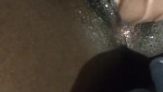 White dildo in my fat black wet pussy