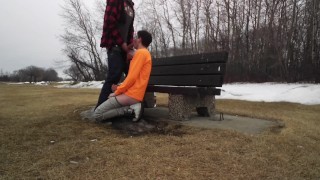 Almost caught sucking dick in public