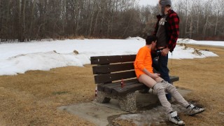 almost caught, sucking cock in public