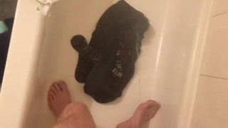 Master pisses on Normas clothes while shes at school