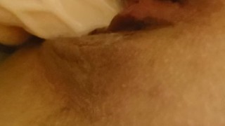 Girl orgasms alone with strap on