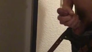 Jerk off at the public floor / with cumshot