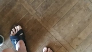 Teen cums on the floor