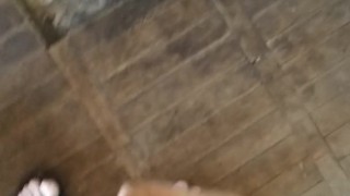 Teen cums on the floor