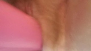Horny Slut Fucks Hairy Pussy with Vibrator