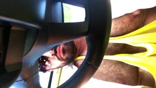 Hairy Muscle Jock Tits and Pumped Nipples in Car