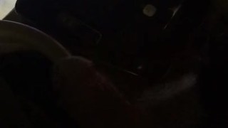 Jerking off at an outdoor mall parking lot with security driving by