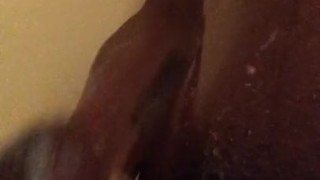 Stroking My Chocolate Curved BBC Until Cum Explosion In Shower