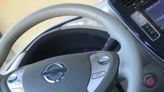 Jerking off in public in a car. Big white cock
