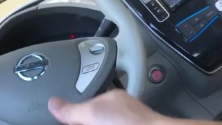 Jerking off in public in a car. Big white cock