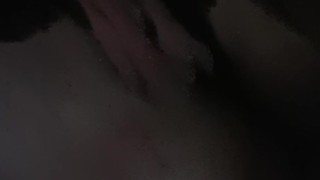 Horny 18 year old in lingerie sneakily plays with self