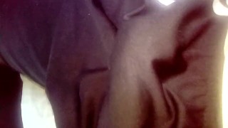 Bouncing morning wood bulge in my Adidas short