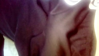 Bouncing morning wood bulge in my Adidas short