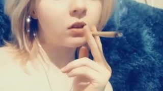 Hot blonde teen smoking