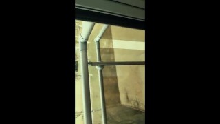 Twink with big dick cums on a balcony