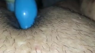 Moaning while fucking friends dildo