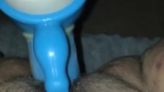 Moaning while fucking friends dildo