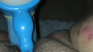 Moaning on friends dildo